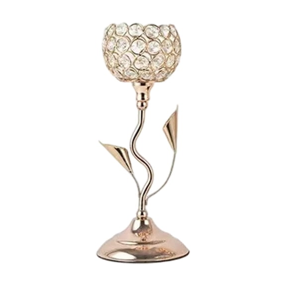 Luoshdecor Crystal Candle Holders,Metal Rose Tealight Holder Table Decor for Dining Room Living Room Wedding Valentine's Day