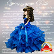 Kinnex Collections by Amanda 18" Porcelain Quinceanera Umbrella Doll (Table Centerpiece) ~ Royal Blue ~ KW18728-15