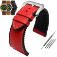 thumbnail image 3 of Correa de reloj de piel italiana + base de silicona de 20 mm, 22 mm y 24 mm para Omega Breitling Avenger, correa de caucho resistente al agua para hombre, 3 of 5
