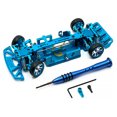 thumbnail image 2 of Vogacara 1/28 RC Car Metal Upgrade marco modificado conjunto de montaje de vehículo accesorios reemplazo para WLtoys 284131 K969 K979 K989 K999 Kits de construcción modelo Azul, 2 of 6