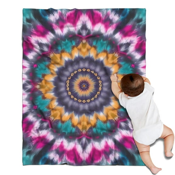 Colorful Rainbow Tie Dye Spiral Pattern Blanket,Comfortable Soft Flannel Throw Blanket,All Season,Warm Lightweight Blankets for Sofa Bed Couch Living Room Chair,30"x40"