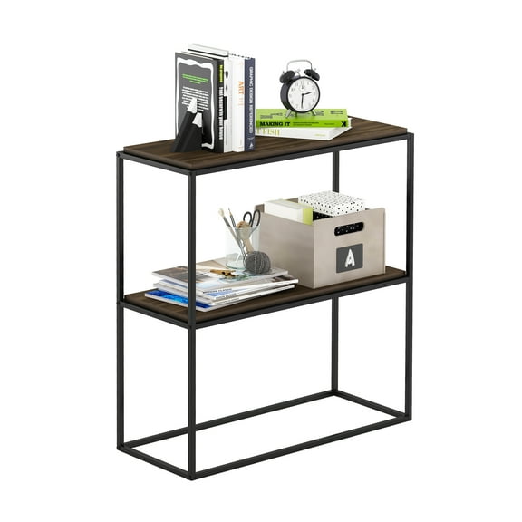 Furinno 31.57 W x 13.11 D x 34.29 H 2-Shelf Decorative Shelves, Columbia Walnut