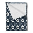 thumbnail image 2 of Geometric Soft Flannel Fleece Throw Blanket, Monochrome Floral Arrangement Pinwheel Inspired Design Abstract Natural, Cozy Plush for Indoor and Outdoor Use, 50" x 70", Dark Blue Cream, by Ambesonne, 2 of 5