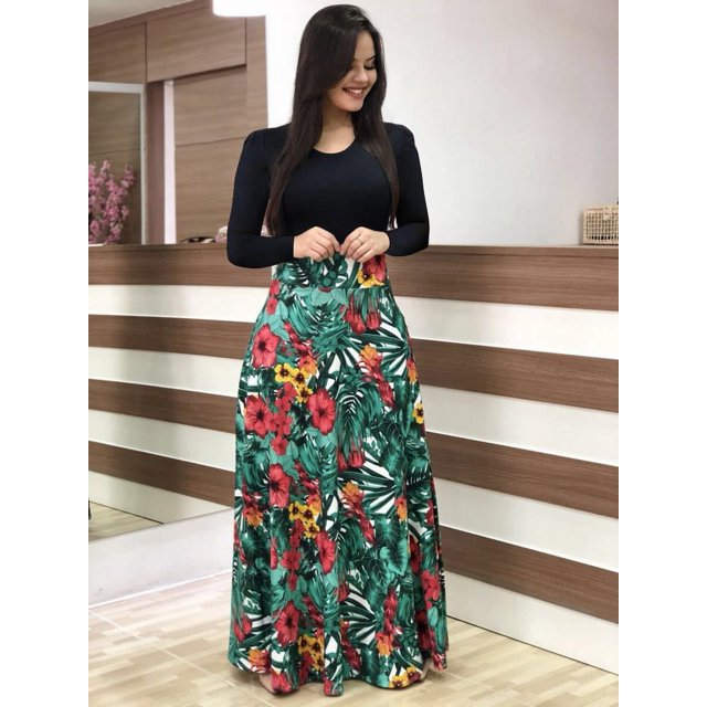 Robe à Manches Courtes à Imprimé Floral style Européen et Américain 2024 pour Femmes Grande Jupe Évasée