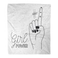 thumbnail image 1 of JSDART Throw Blanket 58x80 Inches Girl Power Text and Hand Signal Finger Number One in Black Silhouette Over Warm Flannel Soft Blanket for Couch Sofa Bed, 1 of 1