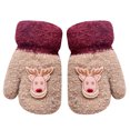 thumbnail image 1 of Guantes de invierno para niños y bebés, manoplas con cuello colgante de alce de dibujos animados, color Beige, 1 of 2