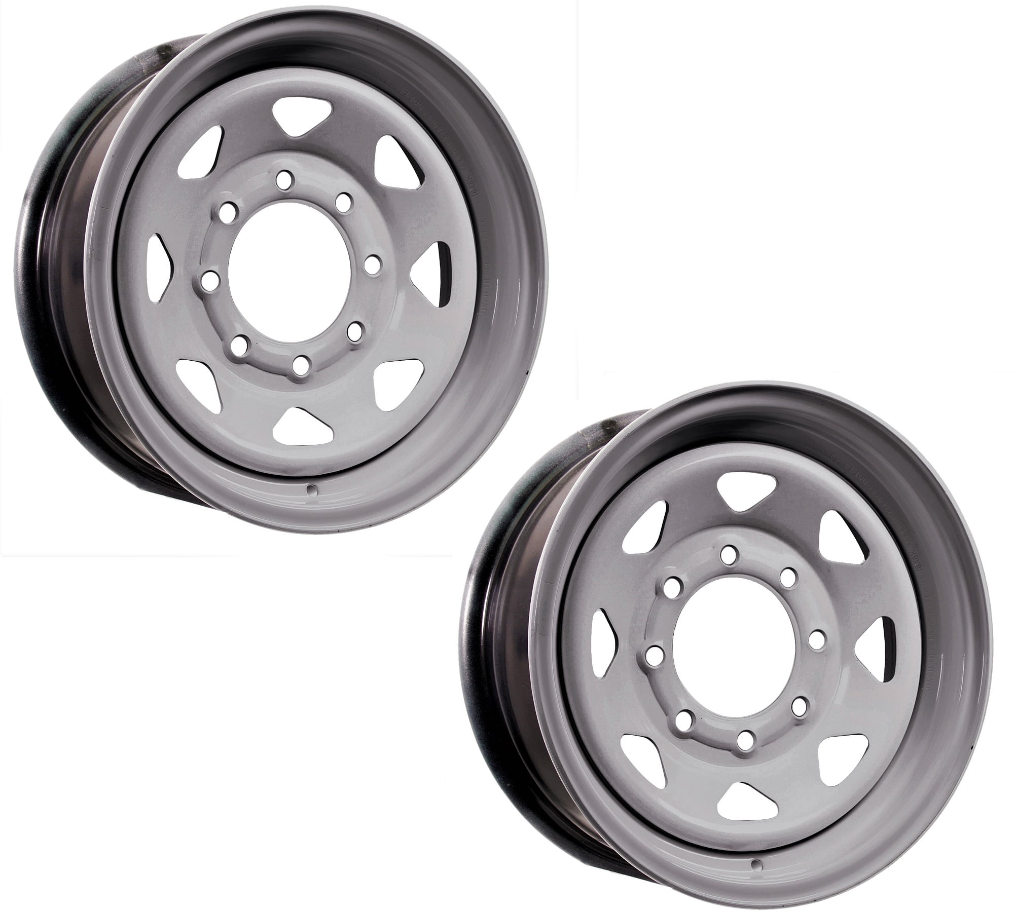 2Pack Trailer Wheel Silver Rims 16 x 6 Spoke Style 8 Lug On 6.5 in
