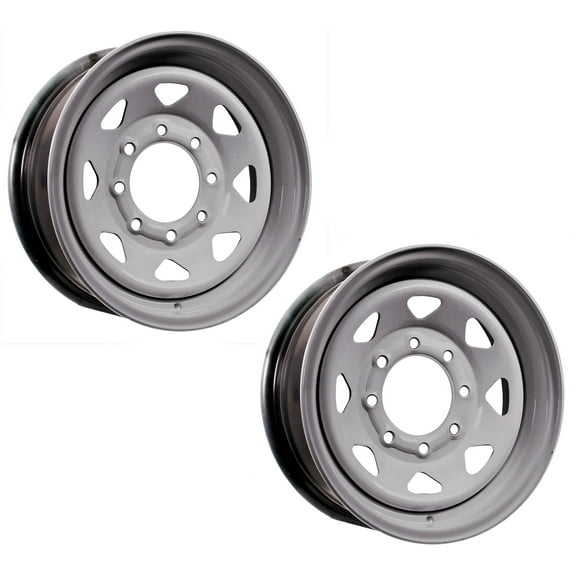 eCustomrim 2-Pack Trailer Wheel Silver Rims 16X6 16" Spoke Style 8 Lug On 6.5 in.