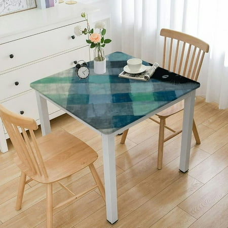 

nygtbtfer Modern Teal Turquoise Square Tablecloth with Elastic Edge Abstrast Art Painting Fitted Table Cloth Waterproof Wipeable Square Table Cover for Dining Kitchen Party Indoor Patio Table 40*40