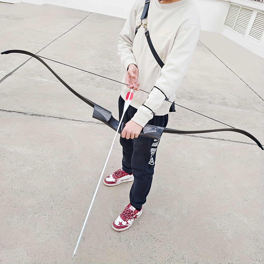 57 inch detachable recurve bow wooden 20-55 pound bow for outdoor archery, exquisite hunting bow set for right hand use