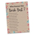 thumbnail image 2 of Inkdotpot How Well Do You Know The Bride Bridal Shower Bachelorette PartyGameActivityCards 50-PackRustic Kraft FloralWho Know The Bride Best, 2 of 7
