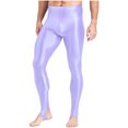 thumbnail image 2 of iefiel Leggings de Sport Brillants pour Hommes, Yoga, Course, Compression, Violet A L, 2 of 6