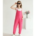 thumbnail image 3 of Usaibhir Girls' Casual Sleeveless Jumpsuits Loose Spaghetti Strap Romper Long Pants Kids V-Neck Overalls with Pockets, 3 of 7