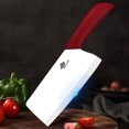 thumbnail image 3 of Akatsuki 7" Large Ceramic Cleaver Knife Kitchen Chef with Blade Cover Soft Handle Rustproof No-stick Meat Vegetable Slicing Fruit Paring Cutter (Red), 3 of 7