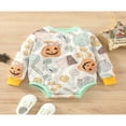 thumbnail image 2 of Barboteuse de Printemps et d'Automne pour Bébés Filles et Garçons, Manches Longues, Col Rond, Imprimé Citrouille Collations, Combinaison Décontractée, Vêtements 12-18 Mois, 2 of 8