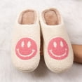 thumbnail image 3 of Smiley Face Slippers Retro Cozy Comfy Plush Warm Slip-on Slippers Winter Soft Fuzzy Indoor House Shoes with Memory Foam for Men Women…, 3 of 10