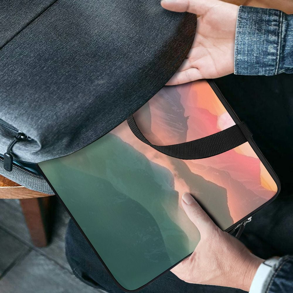 JRXY Mountain Range Sunset Birds Laptop Bag Diving Fabric Computer Protective Handle Case 15inch