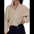 thumbnail image 1 of Chaquetas de Forro para Mujer, Sudaderas Extragrandes con Cremallera, Ropa de Invierno, Conjuntos de Larga y Corte Corto para Otoño. Caqui XXL, 1 of 10
