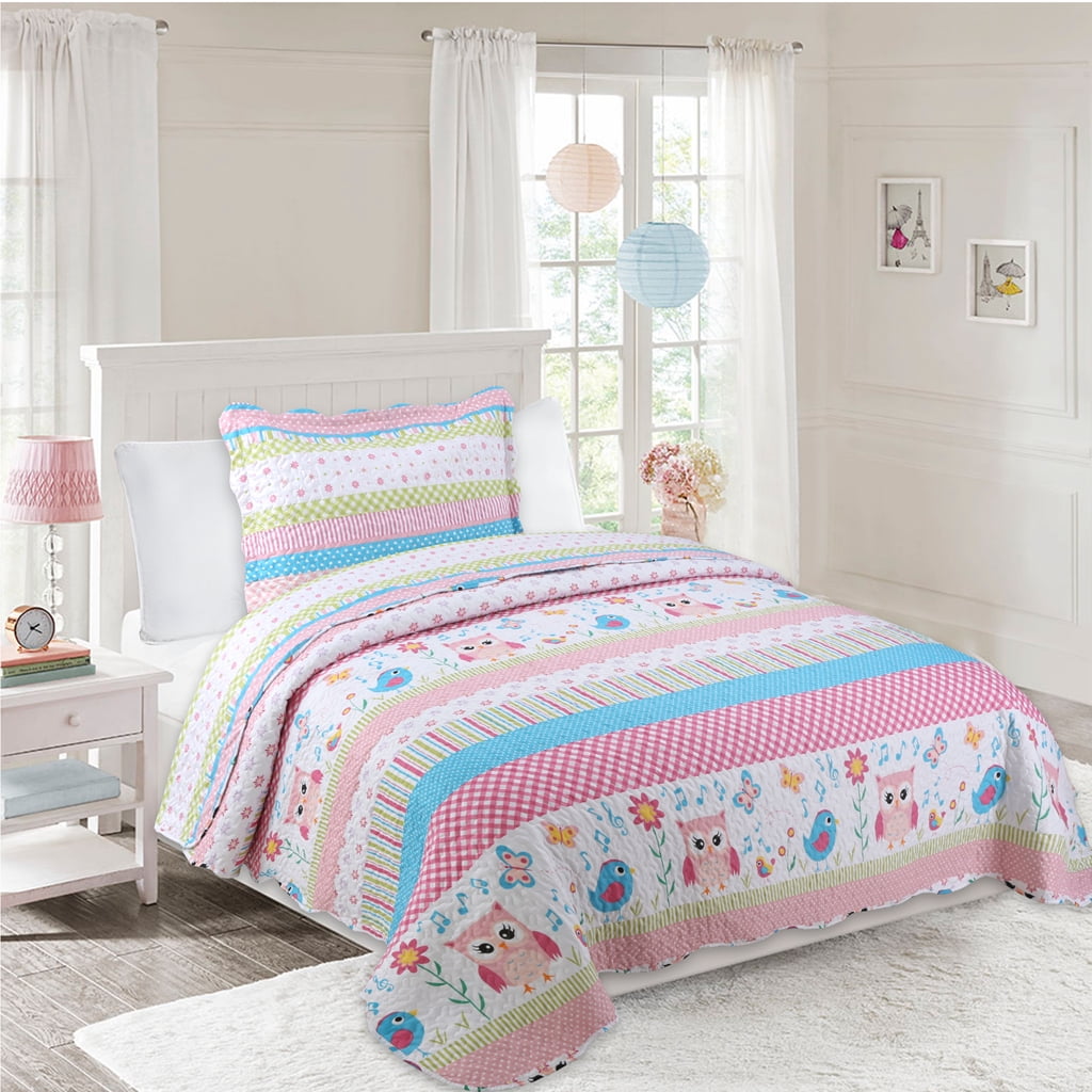 Lotus Karen 3 Piece Kids Bedspread Quilts Set Throw Blanket for Teens Girls Bed Printed Bedding Coverlet Colorful Diamond Print Full Size 