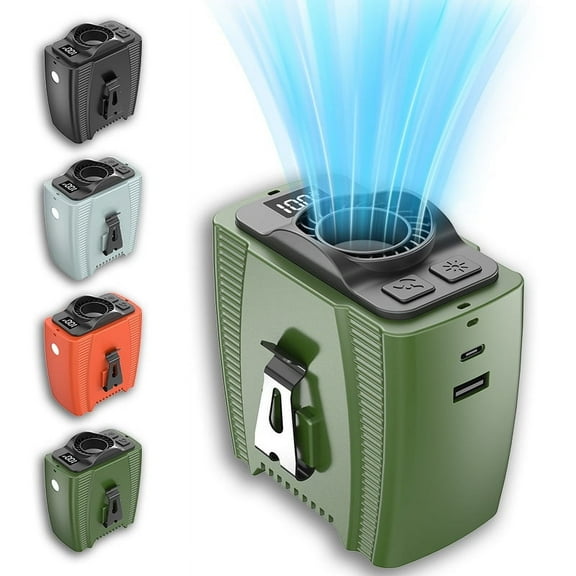 Rechargeable Waist Fan with LED Light, 5 Speeds, 3 Light Modes, Long Battery Life, and Type-C Charging – Stay Cool and Prepared Anytime!