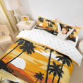 thumbnail image 3 of jejeloiu Vintage Palm Sunset Twin Duvet Cover For Girls,Beach Silhouette Print Twin Bedding,Yellow Brown,Reversible,2-Piece,1 Duvet Cover and 1 Pillowcase, 3 of 6