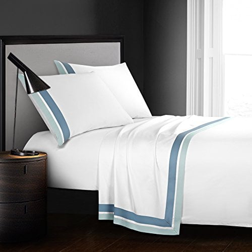CASA BOLAJ DESIGNED TO DREAM Casabolaj Shading 100% Egyptain Cotton Sateen Sheets Set,Hotel Collection Luxury Modern Style,400 Thread Count(White,Queen)