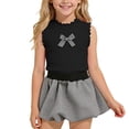 thumbnail image 2 of HAOTAGS Girls' Outfit Sets,Spring - Summer Solid - color Ice Silk Sleeveless Tops+ Short Skirts 2 Piece Sets Black Size 2-3Years, 2 of 9