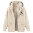 thumbnail image 4 of GaThRRgYP Womens Fleece Jacket Winter Sherpa Coat,Women's Fashionable Printed Fleece Hooded Sweatshirt Jacket Beige XXXL, 4 of 8