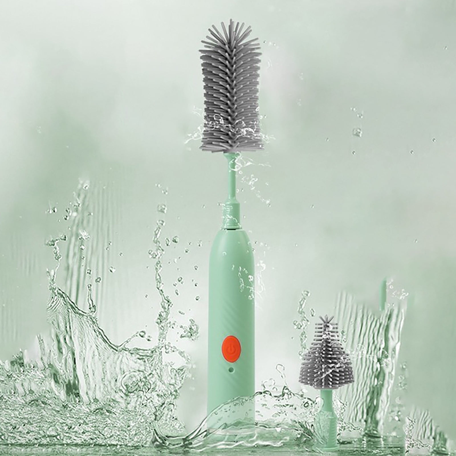 Rechargeable Electric Baby Bottle Cleaning Brush Set, 5-in-1 Silicone Bottle Cleaner with Nipple, Straw & Stirring Attachments, Travel-Friendly for New Moms