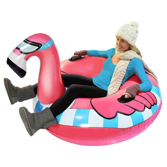 GoFloats Winter Snow Tube - Flying Flamingo - The Ultimate Sled & Toboggan