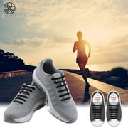 Luxtrada 1Pair Easy No Tie Elastic Shoe Lace Silicone Trainers Shoes Adults Shoelaces (Black)