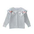 thumbnail image 2 of Girls Cardigan Sweaters Floral Embroidered Knitted Outwear for 1-5 Years (2T, Blue), 2 of 2