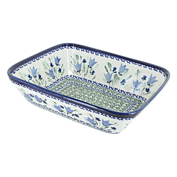 Blue Rose Polish Pottery Blue Tulip Medium Deep Baker