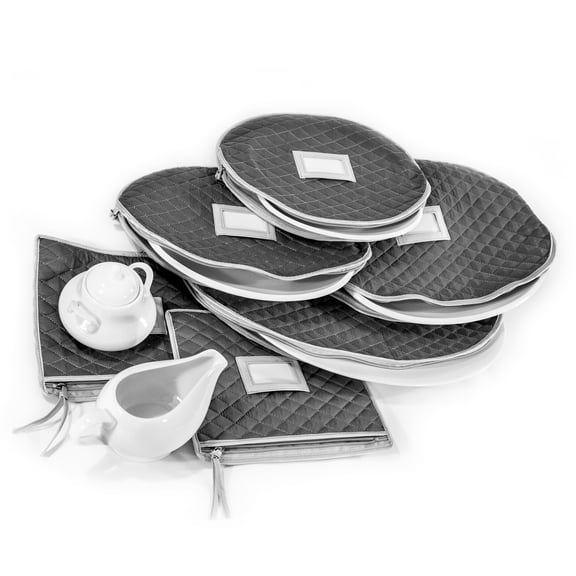 STOZU Quilted Cases Gray Craft & Hobby Storage Bags & Cases for Fine China, Set of 6