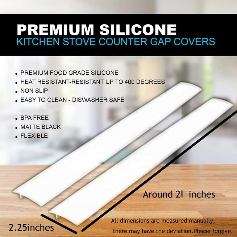 Silicone Stove Gap Covers (2 Pack), Kitchen Heat Resistant Oven Gap Filler  Seals Gaps Between Stovetop and Cooktop Counter, Easy to Clean (21 Inches,  Black) - W…