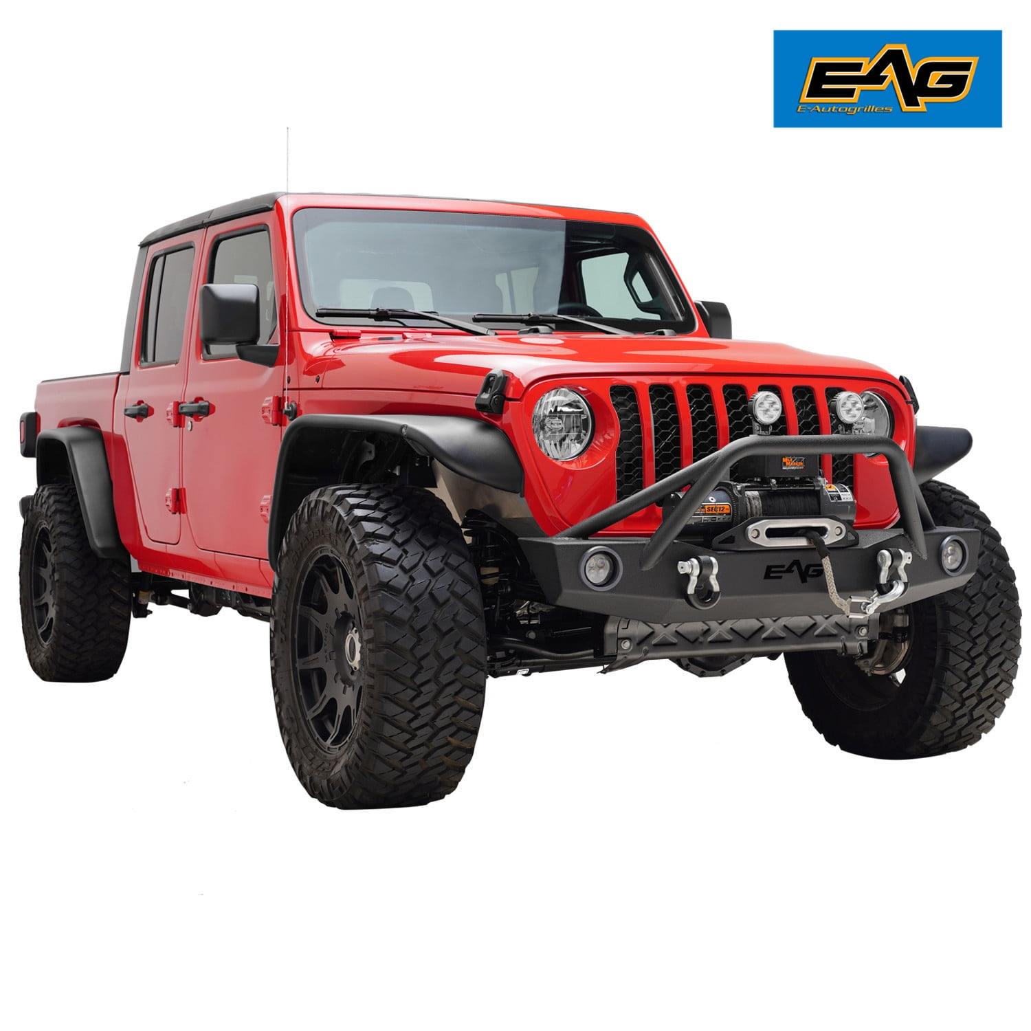 EAG Front Bumper with LED Lights and Winch Plate Fit for 2020 Gladiator JT