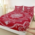 thumbnail image 3 of Manfei Female Men Red White Mandala 3pcs Twin Sheet Sets,Bohemian Theme Twin Fitted Sheet,Exotic Style Breathable Flat Sheet,Microfiber Bedroom Decor, 3 of 7