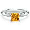thumbnail image 3 of Gem Stone King 10K White Gold Yellow Citrine Solitaire Engagement Ring for Women | 1.00 Cttw | Princess 6MM | Gemstone November Birthstone | Size 8, 3 of 6