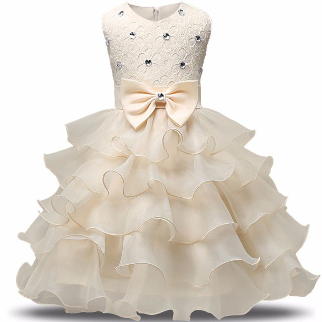 AAMILIFE Filles Dentelle Fleur Princesse Robe Vêtements Mariage Soirée Fracas Tulle Robe Enfants Robes
