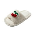 thumbnail image 2 of Viluyesy Fuzzy Slippers for Womens, Cute Plush Lined Soft Sole Open Toe Slip-On Cotton Bedroom Indoor Shoes Beige, 2 of 4