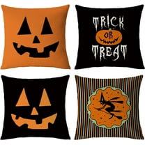 Halloween Decor Pillow Covers 20x20 Set of 4 Halloween Fall Black Decorative Throw Pillows Scary Pumpkin Bats Pillow Cases Home Outdoor Sofa Couch Cushion Covers for Halloween Decorations (20 by 20)