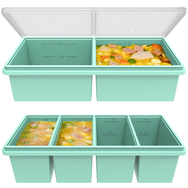 Moldes de silicona para congelar sopa CyhHave de 500 ml y 250 ml con tapas, paquete de 2