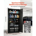 thumbnail image 3 of VEVOR Metal Storage Cabinet, 68.9 in Lockable Steel Garage Cabinet with 4 Adjustable Shelves, 2 Magnetic Doors, 2 Keys, 5 Tiers Tool Storage for Pantry, Warehouse, Basement, Laundry, Office, Black, 3 of 9