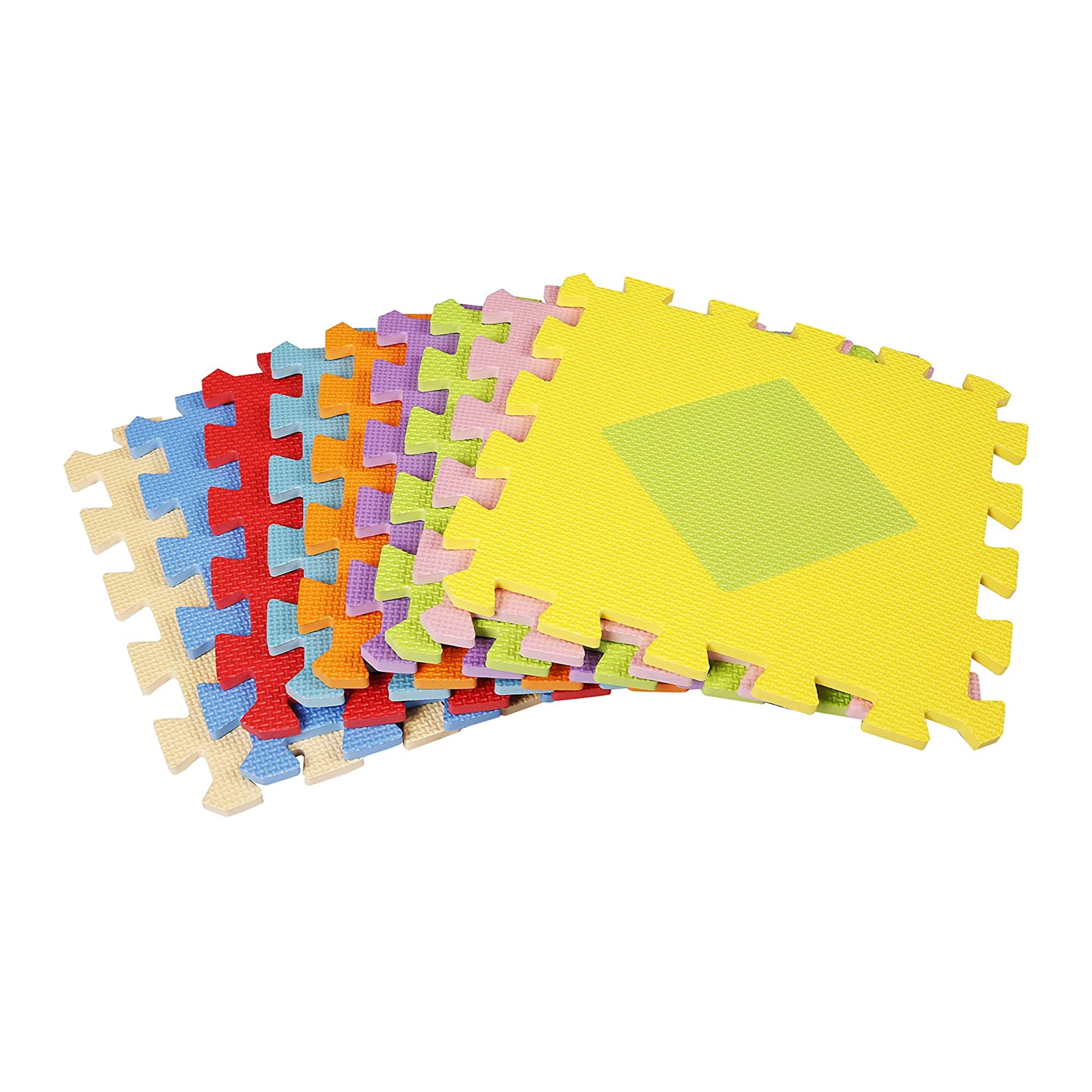 Open Box 9 Color Thick Interlocking Shape Puzzle Foam Exercise Play Mats