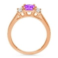 thumbnail image 4 of 1.88 ct Emerald Cut Natural Amethyst 3 Stone 18K Rose Gold Womens Engagement Ring, 4 of 5