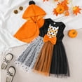 thumbnail image 2 of WeeBloom Toddler Baby Girl Halloween Outfit Hallowmas Dress Set With Party Gown For To Kids Age 1-7 Years Girls Outfits,Orange 18-24 Months, 2 of 9