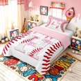 thumbnail image 2 of Meiyoeat Cute Sprinkle Baseball Twin Comforter Sets for Boys Girls Kids, Ice Cream Monogram H Bedding Set, Pink Red, Pink Reversible, 2-Piece, 2 of 6