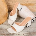 thumbnail image 7 of Miluxas Women's Sandals Peep Toe Slides Chunky Heel Square Toe Comfort Slip on Shoes for Spring Summer White 9(42), 7 of 7