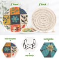 thumbnail image 4 of Yayeee 6 PCS Drink Coasters with Holder Set Woven Absorbent Round Tabletop Hot Pad, Floral Patterns, 4 of 7