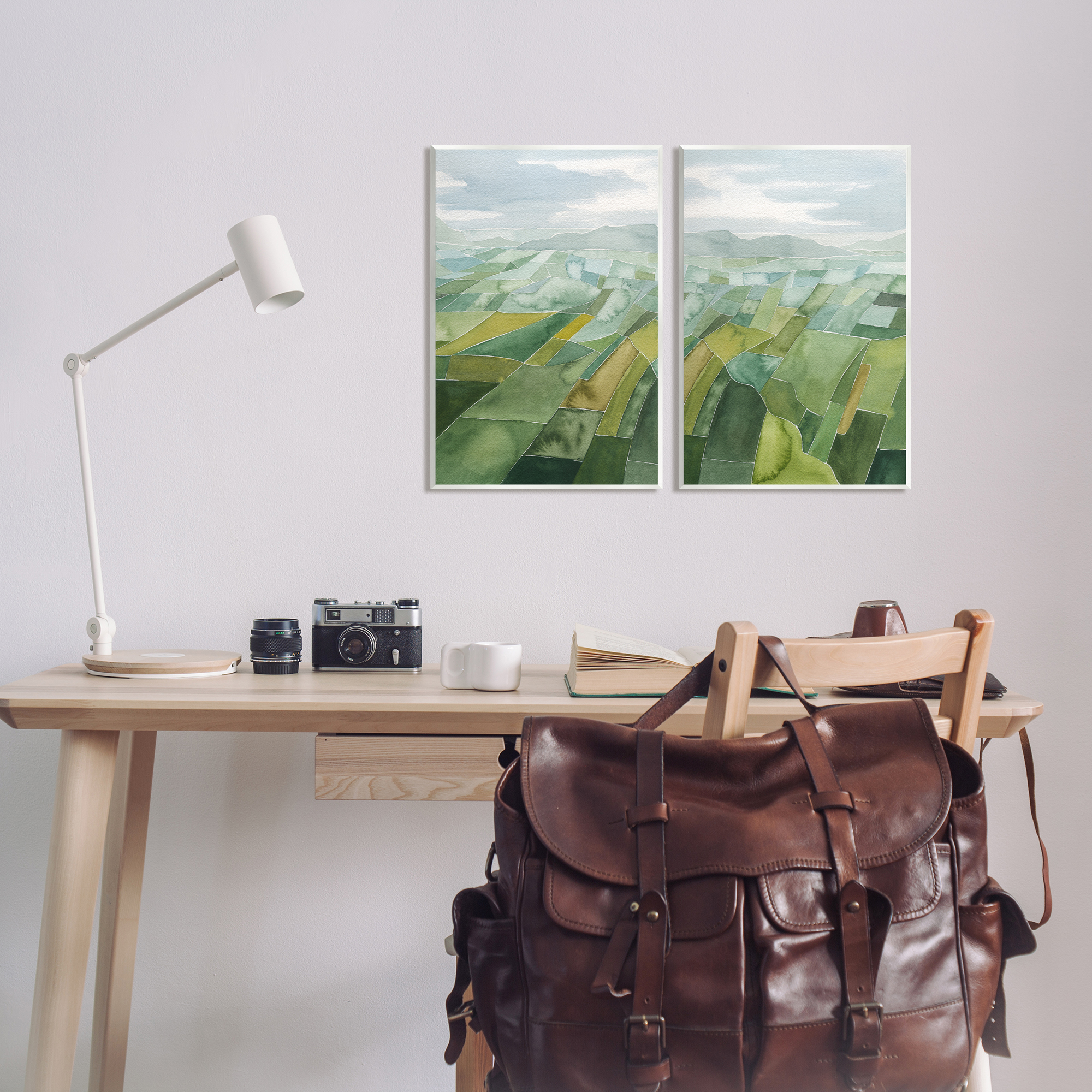 Stupell Industries Abstract Farmland Landscape Nature Painting Unframed Art Print Wall Art, 13 x 19, Set of 2